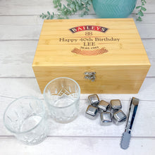 Load image into Gallery viewer, Personalised Luxury Whisky or Bailey's Gift Set With Accessories. Corporate Gift With Colour Logo