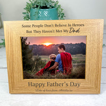 Load image into Gallery viewer, Personalised Father's Day Photo Frame, Dad Is A Hero
