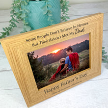Load image into Gallery viewer, Personalised Father's Day Photo Frame, Dad Is A Hero