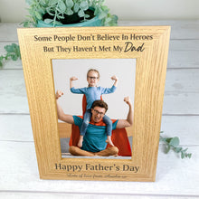 Load image into Gallery viewer, Personalised Father's Day Photo Frame, Dad Is A Hero