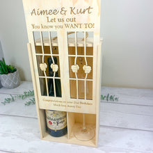Load image into Gallery viewer, Personalised "Let Me Out" Wine Gift Box For 2 Bottles