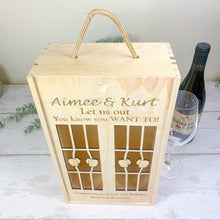Load image into Gallery viewer, Personalised "Let Me Out" Wine Gift Box For 2 Bottles