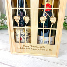 Load image into Gallery viewer, Personalised Christmas Wine Gift Box For 2 Bottles