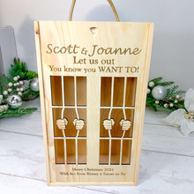 Load image into Gallery viewer, Personalised Christmas Wine Gift Box For 2 Bottles