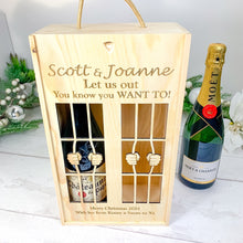 Load image into Gallery viewer, Personalised Christmas Wine Gift Box For 2 Bottles