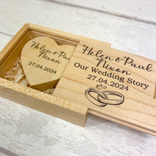 Load image into Gallery viewer, Personalised Wooden USB Flash Drive With Presentation Box, Wedding Memories