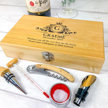 Load image into Gallery viewer, Personalised 5 Piece Luxury Wine Gift Set With Accessories. Perfect Birthday Gift