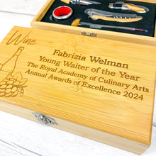 Load image into Gallery viewer, Personalised 5 Piece Luxury Wine Gift Set With Accessories. Any Name, Occasion & Message