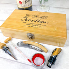 Load image into Gallery viewer, Personalised 5 Piece Luxury Wine Gift Set With Accessories. Perfect Retirement Gift