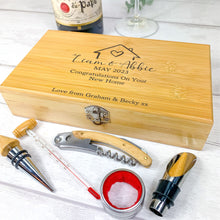 Load image into Gallery viewer, Personalised 5 Piece Luxury Wine Gift Set With Accessories. Perfect Housewarming Gift
