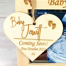Load image into Gallery viewer, New Baby Scan Photo Frame and Plaque. Baby Coming Soon Personalised Gift.