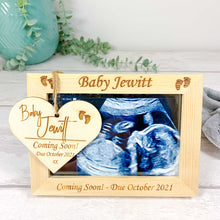 Load image into Gallery viewer, New Baby Scan Photo Frame and Plaque. Baby Coming Soon Personalised Gift.