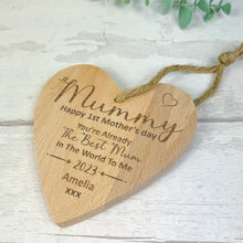Load image into Gallery viewer, Personalised Wooden Heart 1st Mothers Day Gift, Gift For Mom