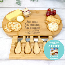 Load image into Gallery viewer, Personalised Luxury Cheeseboard With Knives and FREE Cheese Marker Set. CB11