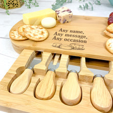 Load image into Gallery viewer, Personalised Luxury Cheeseboard With Knives and FREE Cheese Marker Set. CB11