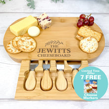 Load image into Gallery viewer, Personalised Luxury Cheeseboard With Knives and FREE Cheese Marker Set. CB8