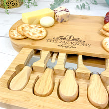 Load image into Gallery viewer, Personalised Luxury Cheeseboard With Utensils and FREE Cheese Marker Set. CB7