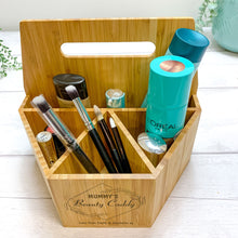 Load image into Gallery viewer, Personalised Wooden Beauty Caddy, Makeup Organiser. Gift for Mother's Day