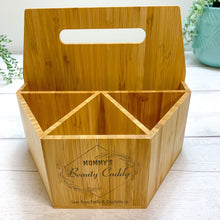 Load image into Gallery viewer, Personalised Wooden Beauty Caddy, Makeup Organiser. Gift for Mother's Day