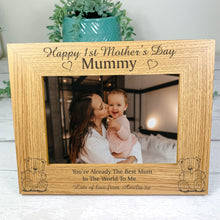 Load image into Gallery viewer, Personalised Wooden Photo Frame For Mom, 1st Mother's Day Gift