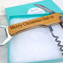 Load image into Gallery viewer, Personalised Corkscrew Bottle Opener With Gift Box, Christmas Gift