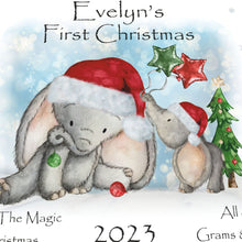 Load image into Gallery viewer, Personalised Luxury Baby&#39;s First Christmas Keepsake Box, Christmas Baby Elephants
