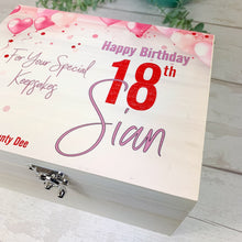 Load image into Gallery viewer, Personalised Birthday Keepsake Box, Pink Balloons
