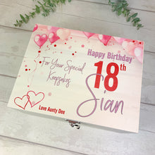 Load image into Gallery viewer, Personalised Birthday Keepsake Box, Pink Balloons
