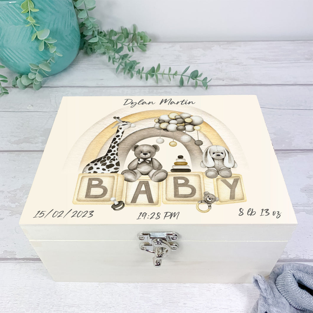 Personalised Baby Keepsake Box, Boho Nursery Theme