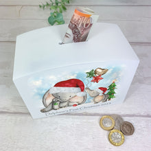 Load image into Gallery viewer, Personalised Luxury Christmas Wooden Money Box,Christmas Elephant Piggy Bank.
