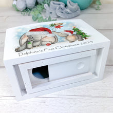 Load image into Gallery viewer, Personalised Luxury Christmas Wooden Money Box,Christmas Elephant Piggy Bank.
