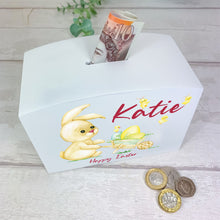 Load image into Gallery viewer, Personalised Luxury Wooden Money Box, Easter Bunny Piggy Bank.
