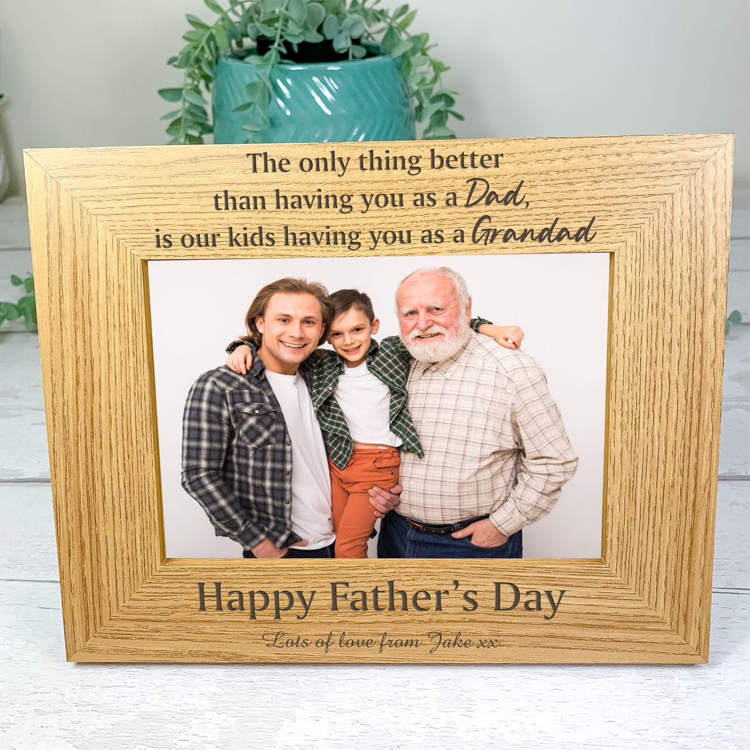 Personalised Father's Day Photo Frame, Dad and Grandad Gift