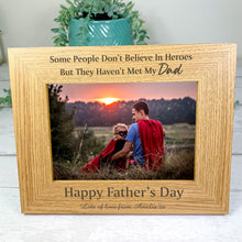 Load image into Gallery viewer, Personalised Father&#39;s Day Photo Frame, Dad Is A Hero
