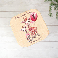 Load image into Gallery viewer, Personalised Child&#39;s Stool, Pink Giraffe Theme
