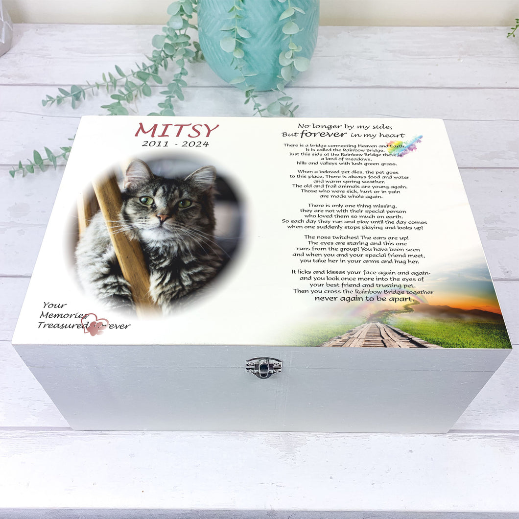 Personalised Cat Rainbow Bridge Memory Keepsake Box