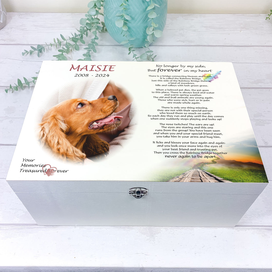 Personalised Dog Rainbow Bridge Memory Keepsake Box