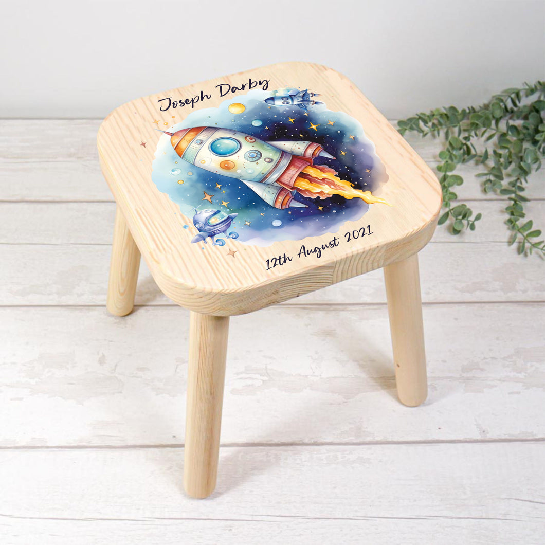 Copy of Personalised Child's Stool, Spacecraft Theme