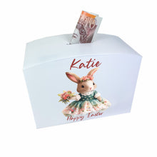 Load image into Gallery viewer, Personalised Luxury Wooden Money Box, Spring Bunny Piggy Bank.
