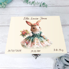 Load image into Gallery viewer, Personalised Baby Keepsake Box, Spring Bunny Theme
