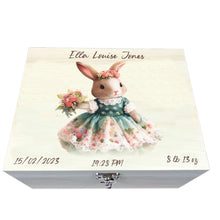 Load image into Gallery viewer, Personalised Baby Keepsake Box, Spring Bunny Theme
