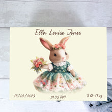 Load image into Gallery viewer, Personalised Baby Keepsake Box, Spring Bunny Theme
