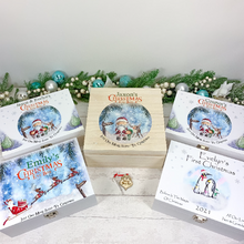 Load image into Gallery viewer, Personalised Luxury Baby&#39;s First Christmas Keepsake Box, Christmas Train

