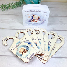 Load image into Gallery viewer, Personalised Luxury Wooden Money Box, Blue Sleepy Teddy Piggy Bank
