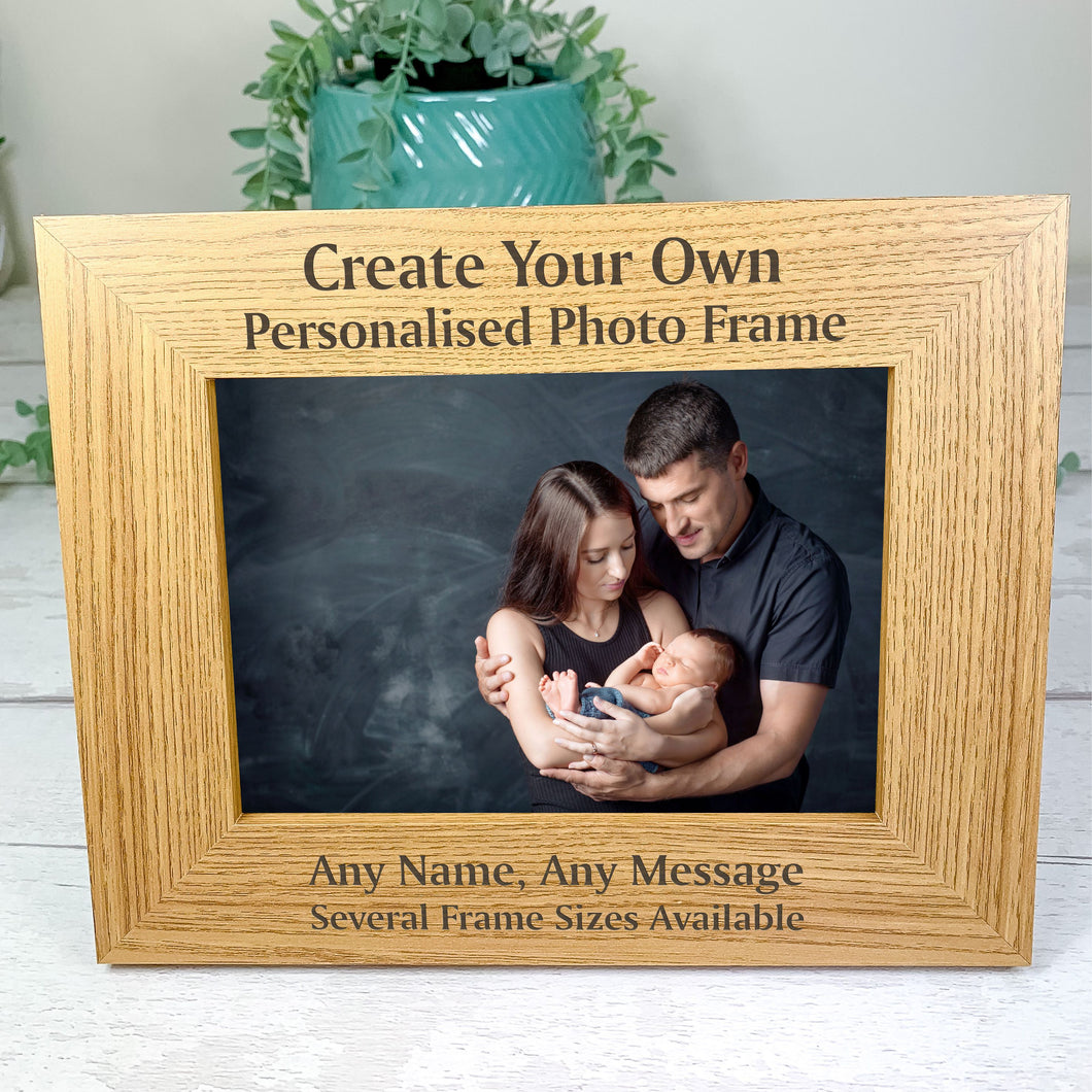 Personalised Wooden Photo Frame, Create Your Own