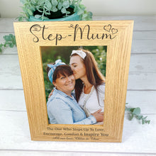 Load image into Gallery viewer, Personalised Wooden Photo Frame For Step Mum, Mother&#39;s Day Gift
