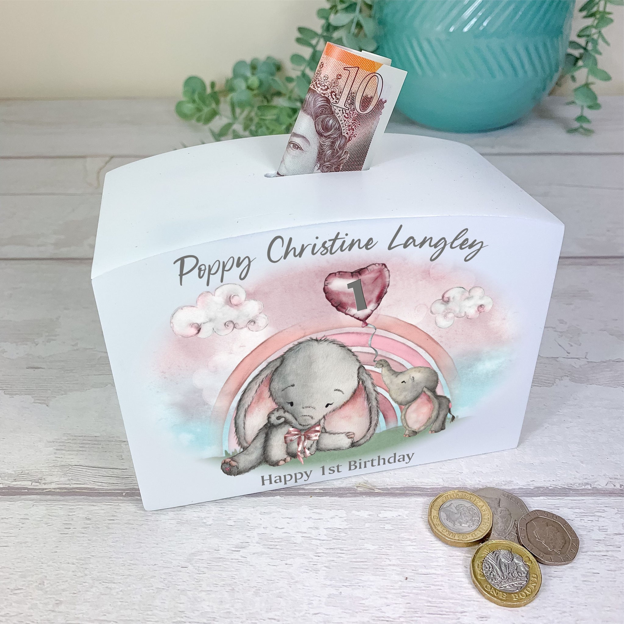 Personalized Moneybox 1st Birthday Money Box Personalized Wooden