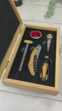 Load and play video in Gallery viewer, Personalised 5 Piece Luxury Wine Gift Set With Accessories. Perfect Wedding Anniversary Gift
