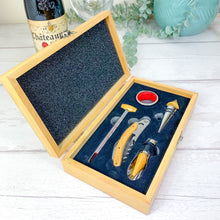 Load image into Gallery viewer, Personalised 5 Piece Luxury Wine Gift Set With Accessories. Perfect Wedding Anniversary Gift
