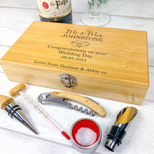 Load image into Gallery viewer, Personalised 5 Piece Luxury Wine Gift Set With Accessories. Perfect Wedding Day Gift
